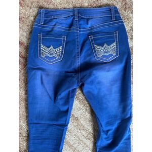 Bamboo Skinny‎ Jeans Size 11 Blue Embroidered Western Y2K Cowgirl